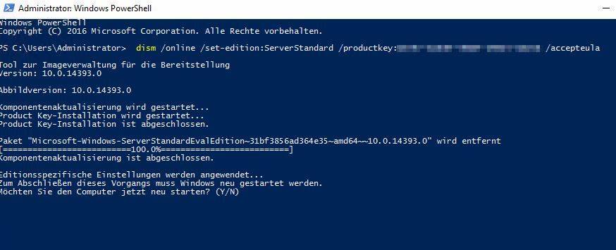Windows Server Evaluation in Standard umwandeln