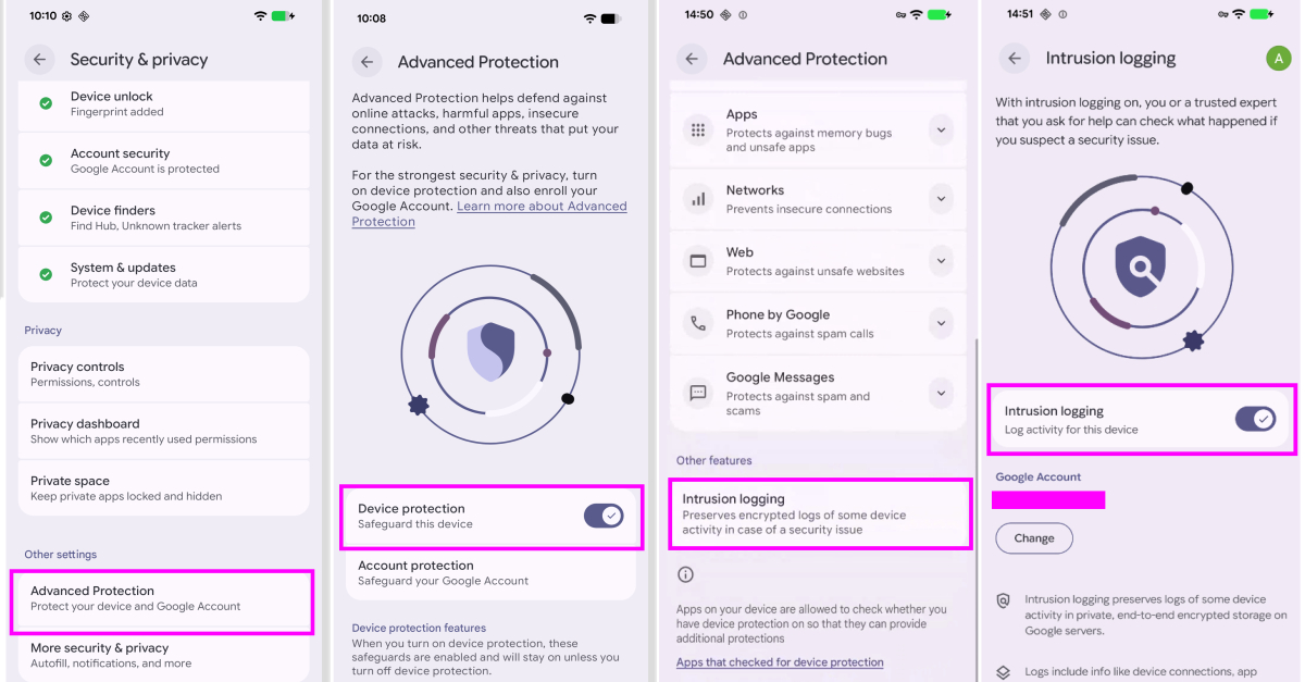 Google führt Intrusion Logging für Android ein